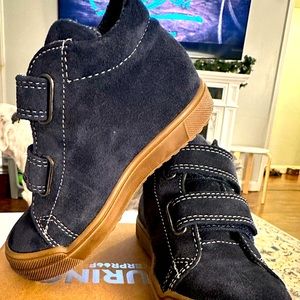 Italian Navy Blue Toddler Boys Waterproof High Tops Boot, Non-slip